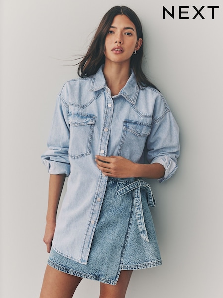Blu candeggina - Oversize Denim 100% Cotton Shirt (AT5529) | € 43