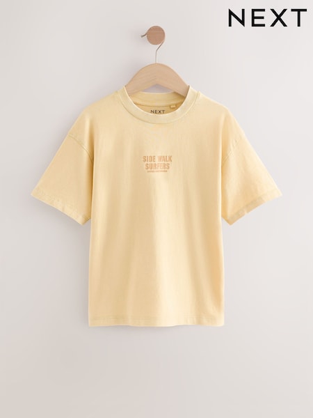 Yellow Back Print Relaxed Fit Washed Short Sleeve Graphic Print 100% Cotton T-Shirt (3-16yrs) (AT5589) | €12 - €17