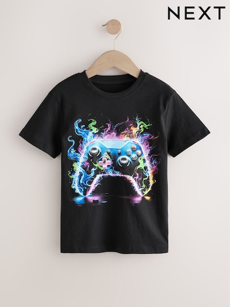 Black/Multi Controller Regular Fit Short Sleeve All-Over Print T-Shirt (3-16yrs) (AT5598) | € 7 - € 9