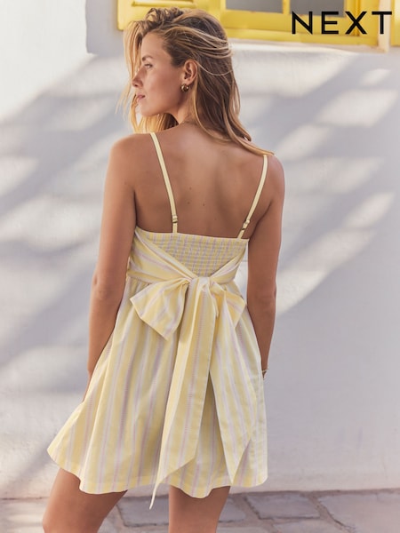 Pink/Yellow Tie Back Mini 100% Cotton Dress (AT5682) | 1,343 UAH