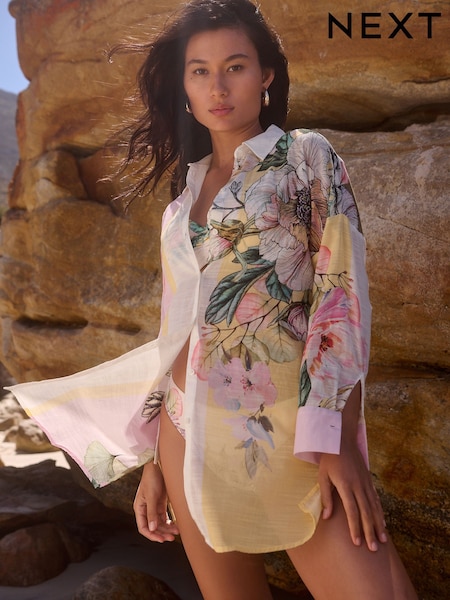 Желтый - 100% Cotton Beach Shirt Cover-Up (AT5690) | €37