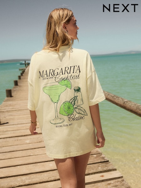 Желтый Margarita - Graphic Print Beach T-Shirt (AT5736) | €26