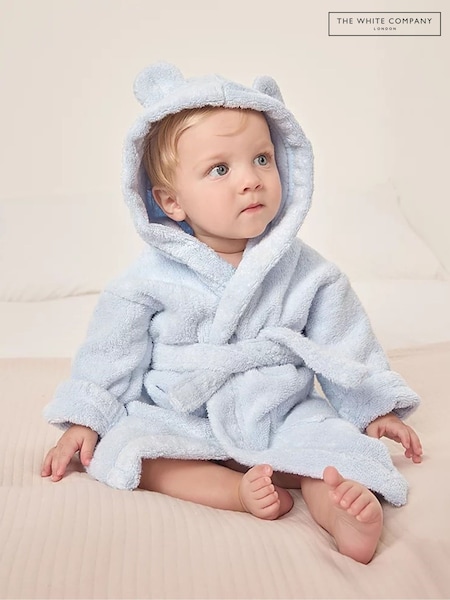 The White Company Blue Bear Baby 100% Organic Cotton Robe (AT5797) | €47