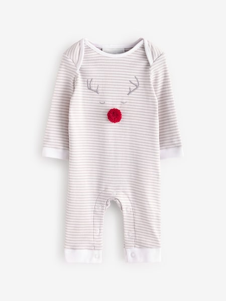 The White Company Grey Jingles Stripe Sleepsuit (AT5808) | €32
