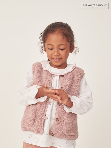 The White Company Pink Recycled Borg Gilet (AT5830) | 313 LEI