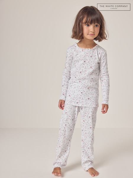 The White Company Robin and Holly Print 100% Cotton White Pyjamas (AT5838) | ‏98 ر.س.‏ - ‏107 ر.س.‏