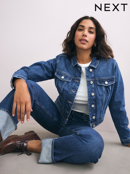 Dark Blue Fuller Bust Denim Trucker 100% Cotton Jacket (AT5841) | €42