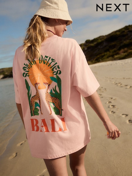 Розовый Bali - Graphic Print Beach T-Shirt (AT5867) | €26