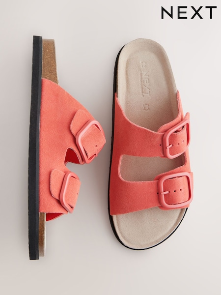 Coral Pink Suede Standard Fit Forever Comfort® Double Strap Footbed Sandals (AT5873) | €32
