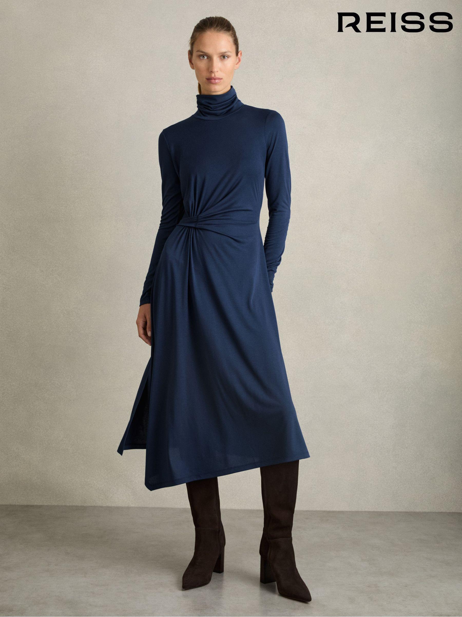 Women's Reiss Blue Plain Long Sleeve Dresses | Next Oman