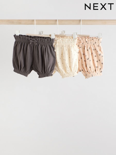 Charcoal Grey/ Cream Ditsy - Baby Jersey 100% Cotton Shorts 3 Pack (AT5978) | 21 € - 24 €