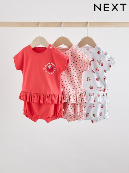 Red/ Pink/ White Strawberry Baby Frill T-Shirt and Shorts Set 6 Piece (AT5980) | 1,153 UAH - 1,235 UAH