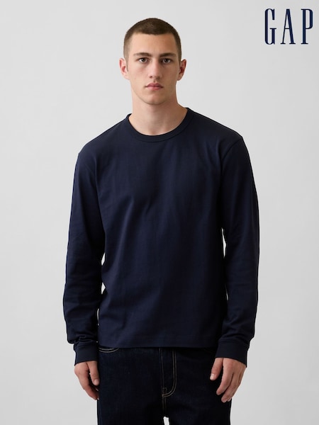 Navy - Regular Gap Heavyweight Relaxed Long Sleeve T-shirt