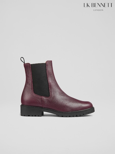 LK Bennett Wine Red Cadea Casual Tread Sole Boots (AT6025) | €198