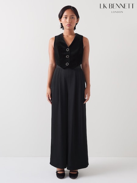 LK Bennett Carine Petite Waistcoat Culotte 100% Cotton Jumpsuit (AT6030) | €231