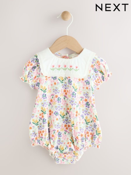 Bright Multi Colour Floral Printed Baby - Woven Collared Romper (AT6032) | 412 грн - 576 грн
