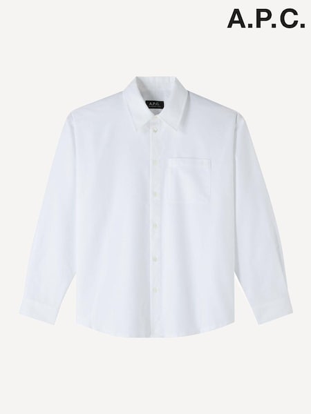 A.P.C. White Boyfriend Embroidered Shirt (AT6057) | AED1,019