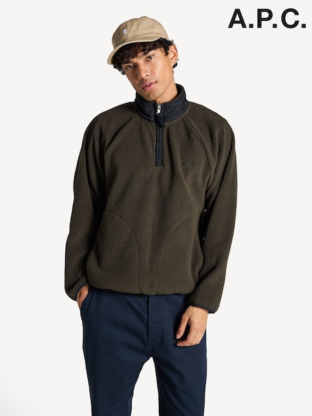 A.P.C. Green Embroidered Island Fleece Sweatshirt (AT6090) | AED1,718
