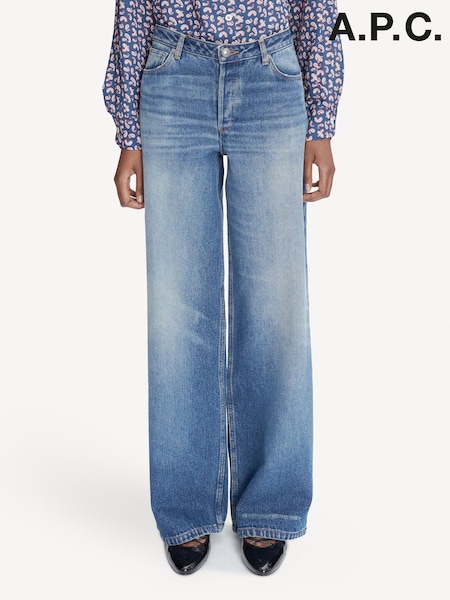 A.P.C. Indigo Delave Elisabeth High Rise Wide Leg Jeans (AT6093) | € 413