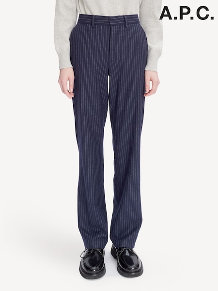 A.P.C. Blue Pinstripe Jane Straight Fit Trousers (AT6109) | €166