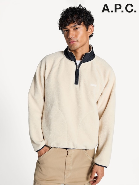 A.P.C. White Embroidered Island Fleece Sweatshirt (AT6110) | AED1,718
