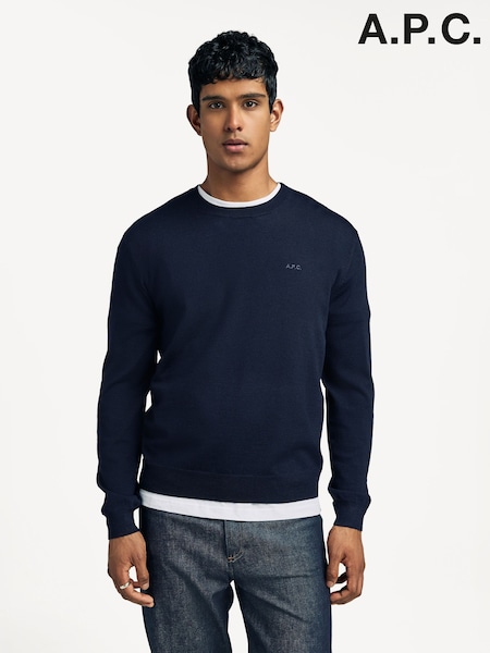 A.P.C. Blue Matt Logo Sweater (AT6119) | AED1,485