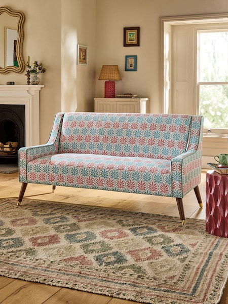 Nina Campbell Hawthorn Trellis Red and Teal Rosebury Small 2 Seater Sofa (AT6161) | €882