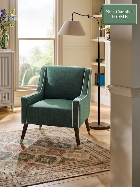 Nina Campbell Dark Teal Blue Carmel Rosebury Accent Chair (AT6166) | €442