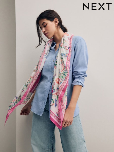 פרחוני פייזלי ורוד - Lightweight Scarf (AT6184) | ‏53‏₪