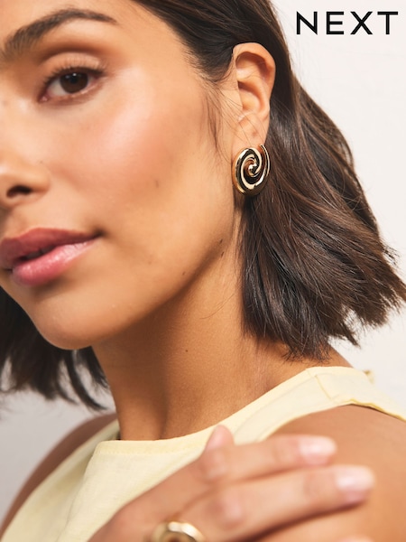 Gold Tone Swirl Stud Earrings (AT6219) | €11