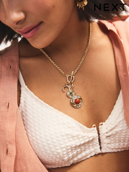 Gold Tone Cluster T-Bar Necklace (AT6261) | €19.50