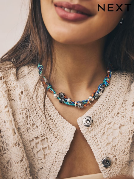 Blue/Orange Bungee Cord Necklace (AT6280) | €17