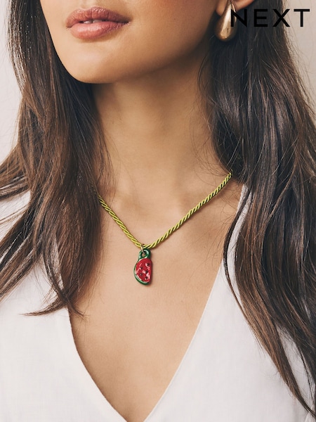 Green Watermelon Rope Necklace (AT6285) | €11