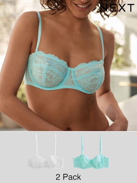 Turqoise/White Lace Non Pad Strapless Multiway Bras 2 Pack (AT6289) | €40.50