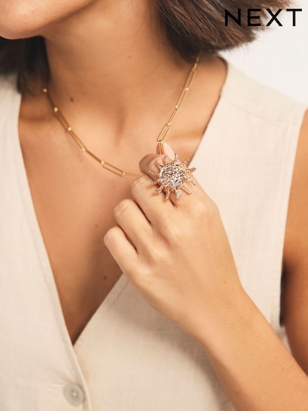 Gold Tone Sun Ring (AT6293) | 36 QAR