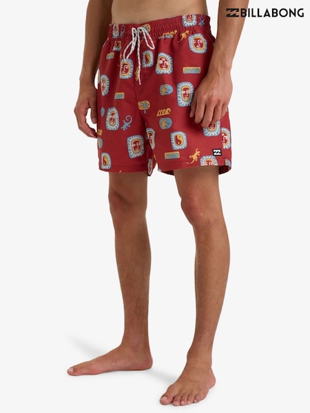 Billabong Dusty Red Vacay Printed Logo Swim Shorts (AT6325) | €63