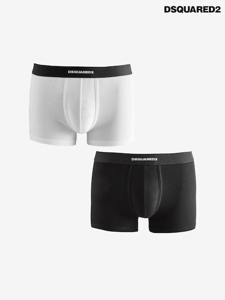 أسود/أبيض - DSquared2 Underwear Waistband Logo Boxers 2 Pack (AT6362) | ‏454 د.إ.‏