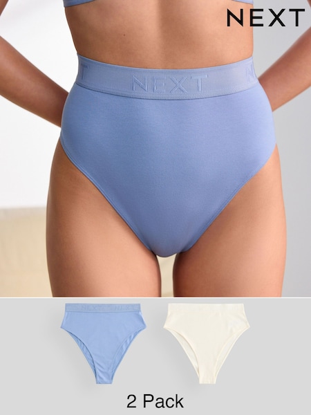 Cream/Blue Logo Knickers 2 Pack (AT6375) | €22.50