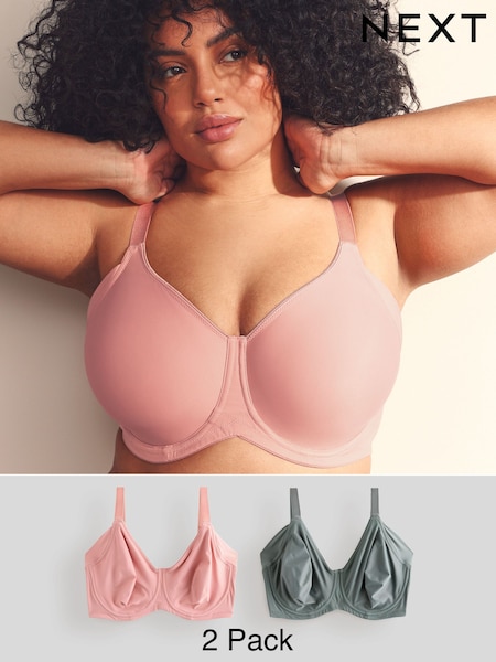 Pink/Khaki F-K Cup Under Arm Smoothing Non Pad Wired Minimising Ultimate Comfort Bras 2 Pack (AT6495) | R$ 350