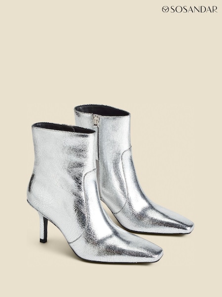 Sosandar Leather Square Toe Ankle Boots (AT6507) | 886 LEI