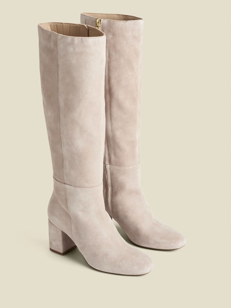 Sosandar Natural Suede Block Heel Knee High Boots (AT6512) | $288