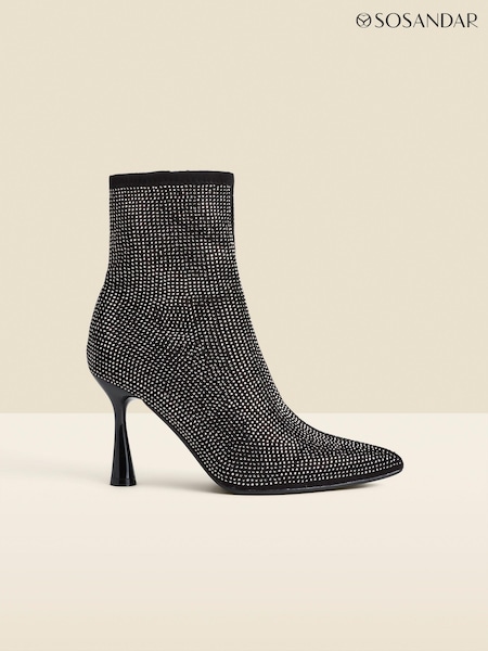 Sosandar Sparkle Flared Heel Sock Boots (AT6514) | €124