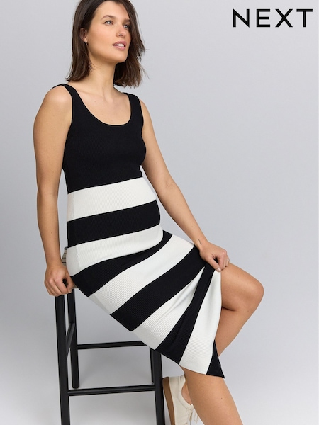 Black & White Stripe Maternity Knitted Dress (AT6726) | 1,413 UAH