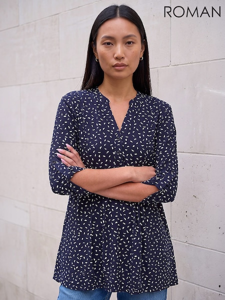 Blue - Roman Spot Puff Tunic