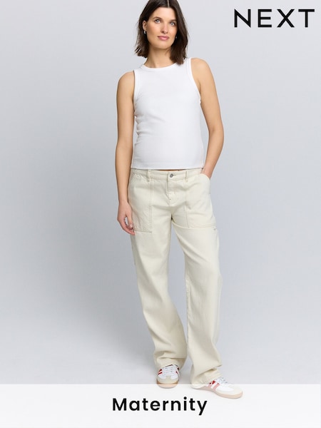 Ecru - Maternity Carpenter Jeans (AT6759) | €58