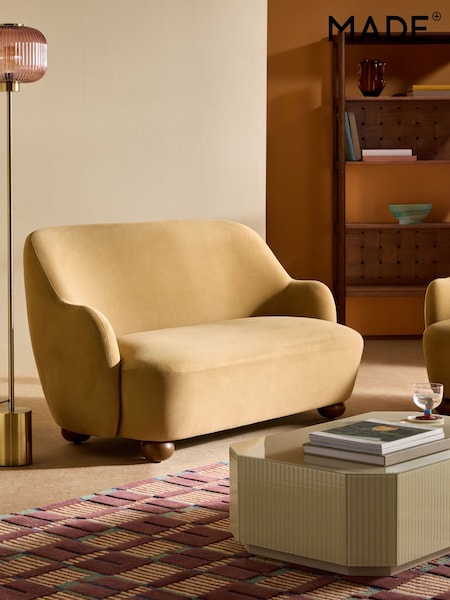 MADE.COM Soft Caramel Brown Velvet Ellio 2 Seater Sofa (AT6763) | €820