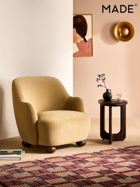 MADE.COM Soft Caramel Brown Velvet Ellio Accent Chair (AT6768) | €503