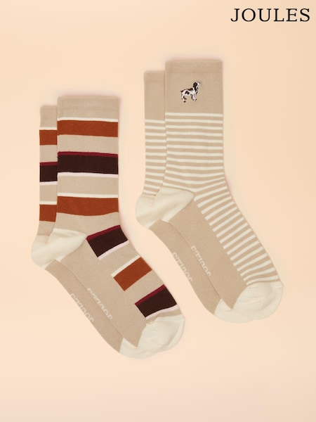 Joules Everyday Orange/Neutral 2 Pack Socks (AT6903) | €11.95