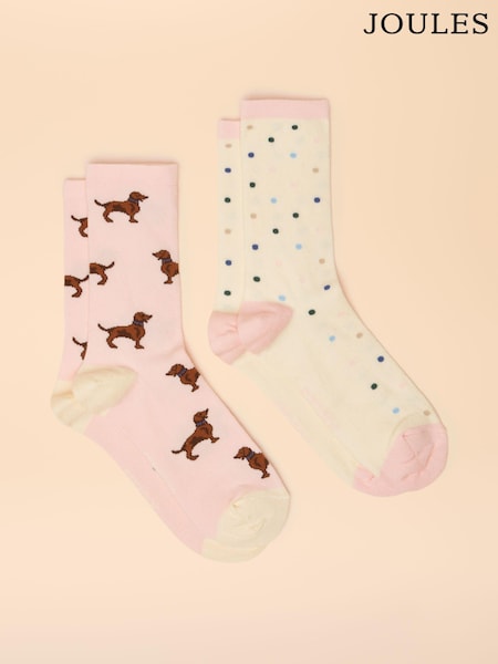 Joules Everyday Pink/Blue 2 Pack Socks (AT6905) | €11.95