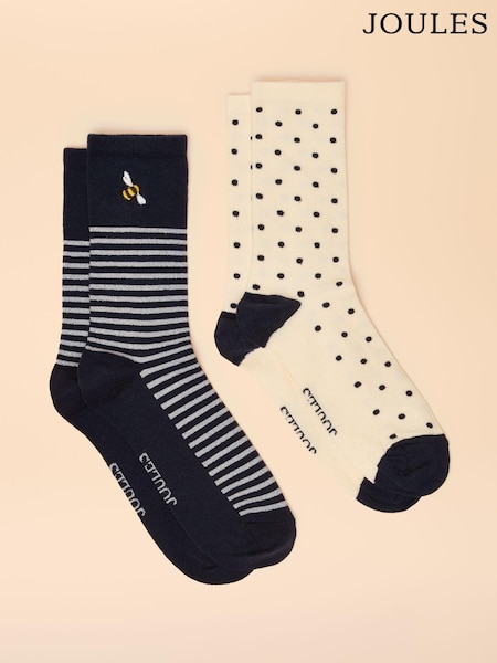Joules Everyday Navy/white 2 Pack Socks (AT6906) | €14
